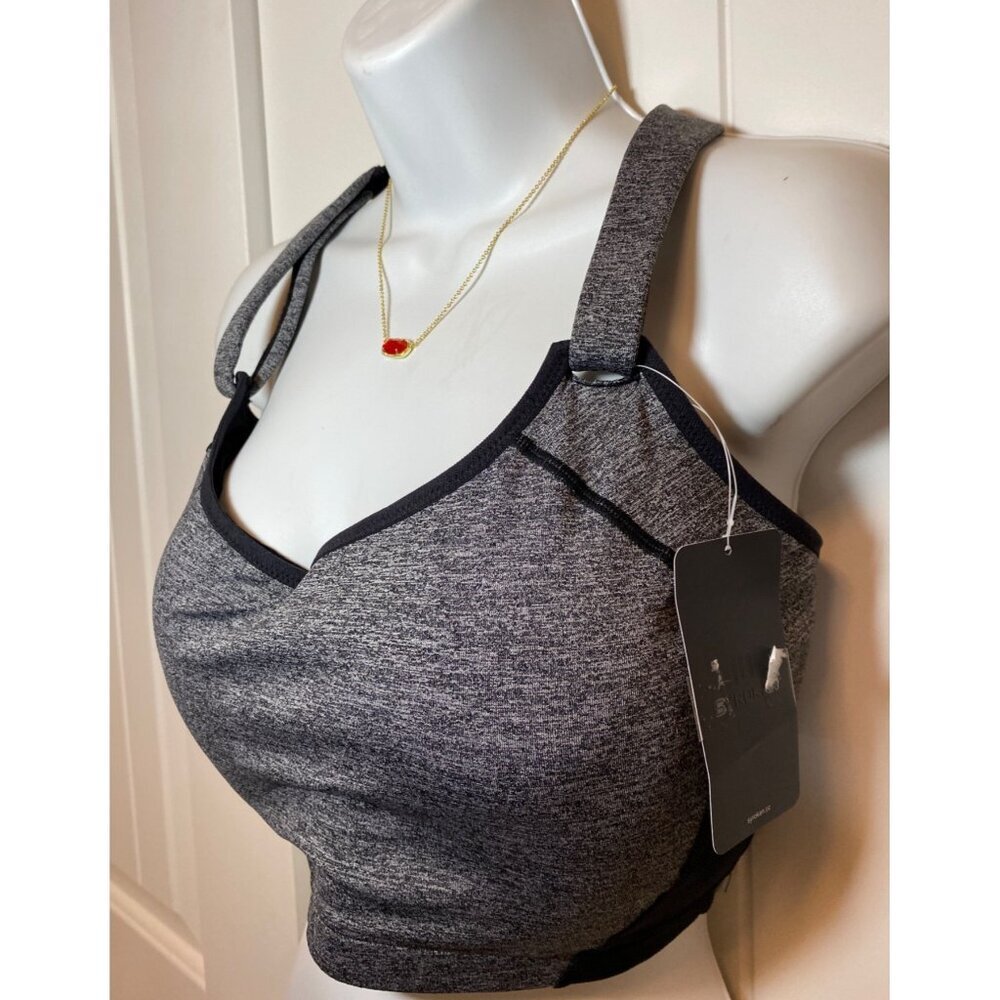 SYROKAN Gray & Black Sports Bra Size 40F, Racerback, NWT‎